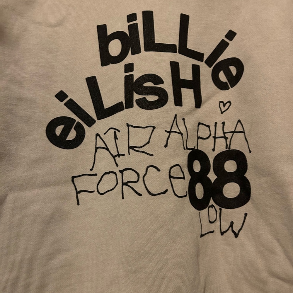 One of a kind Nike x BILLIE EILISH screenprinted Air Force Alpha 88 hoodie